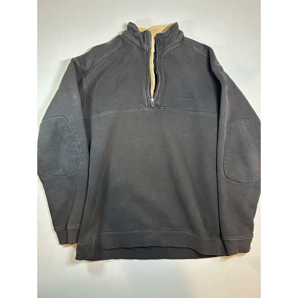 Columbia Sweater Mens S Gray Fleece 1/4 Zip Mock Neck Pullover Logo Solid